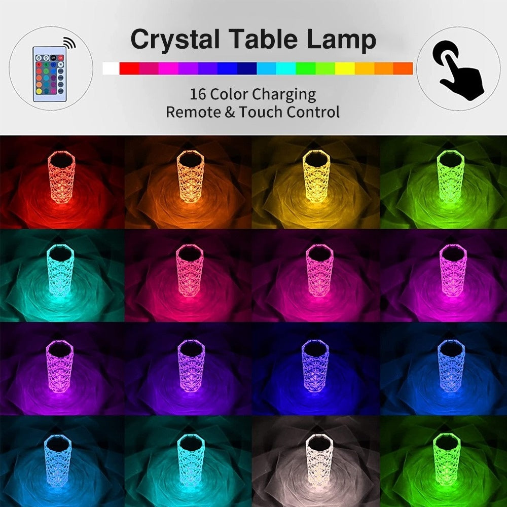 16 Colors LED Crystal Lamp Rose Light