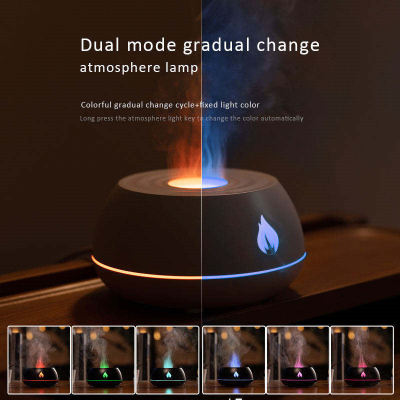 Flame Humidifier Aromatherapy Diffuser with 7-Color Light