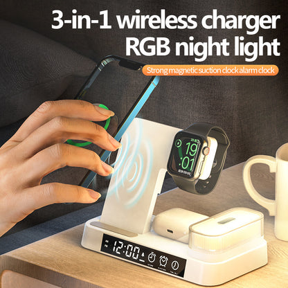 3-in-1 Wireless Charger Station with Alarm Clock