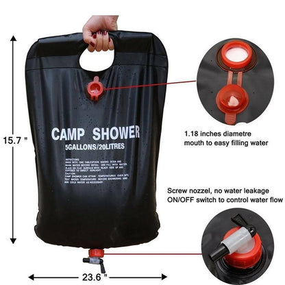 Portable Compact Solar Camping Shower - 20L