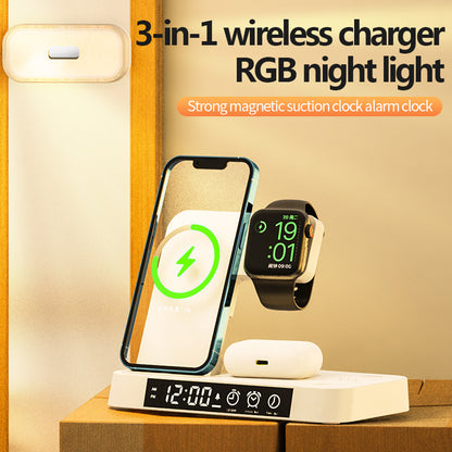 3-in-1 Wireless Charger Station with Alarm Clock