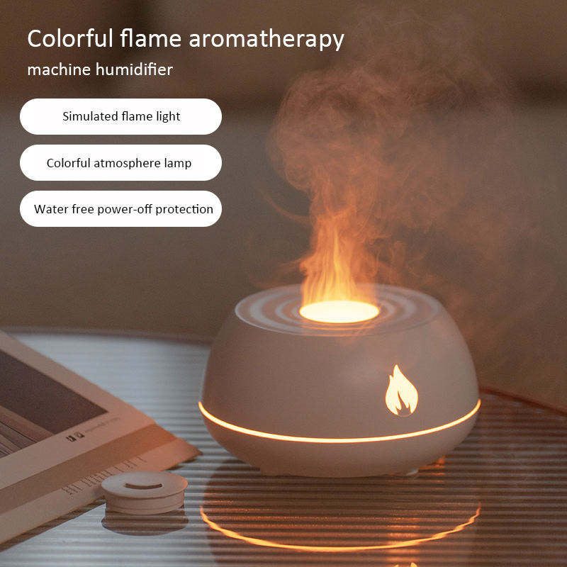 Flame Humidifier Aromatherapy Diffuser with 7-Color Light