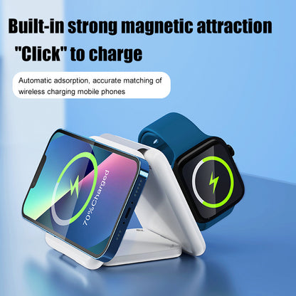 Folding Magnetic Suction 3-in-1 Wireless Charger