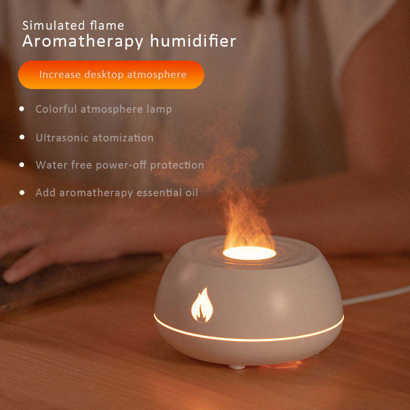 Flame Humidifier Aromatherapy Diffuser with 7-Color Light