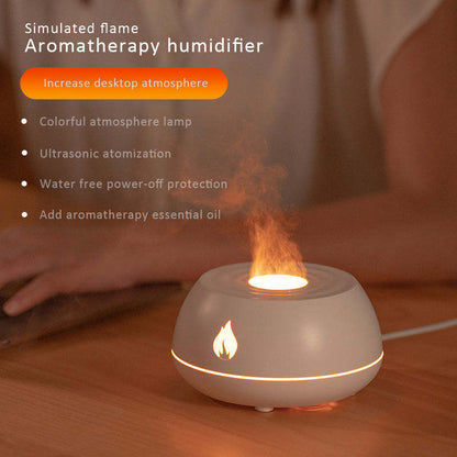 Flame Humidifier Aromatherapy Diffuser with 7-Color Light