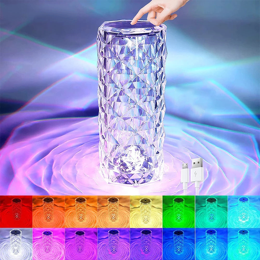 16 Colors LED Crystal Lamp Rose Light